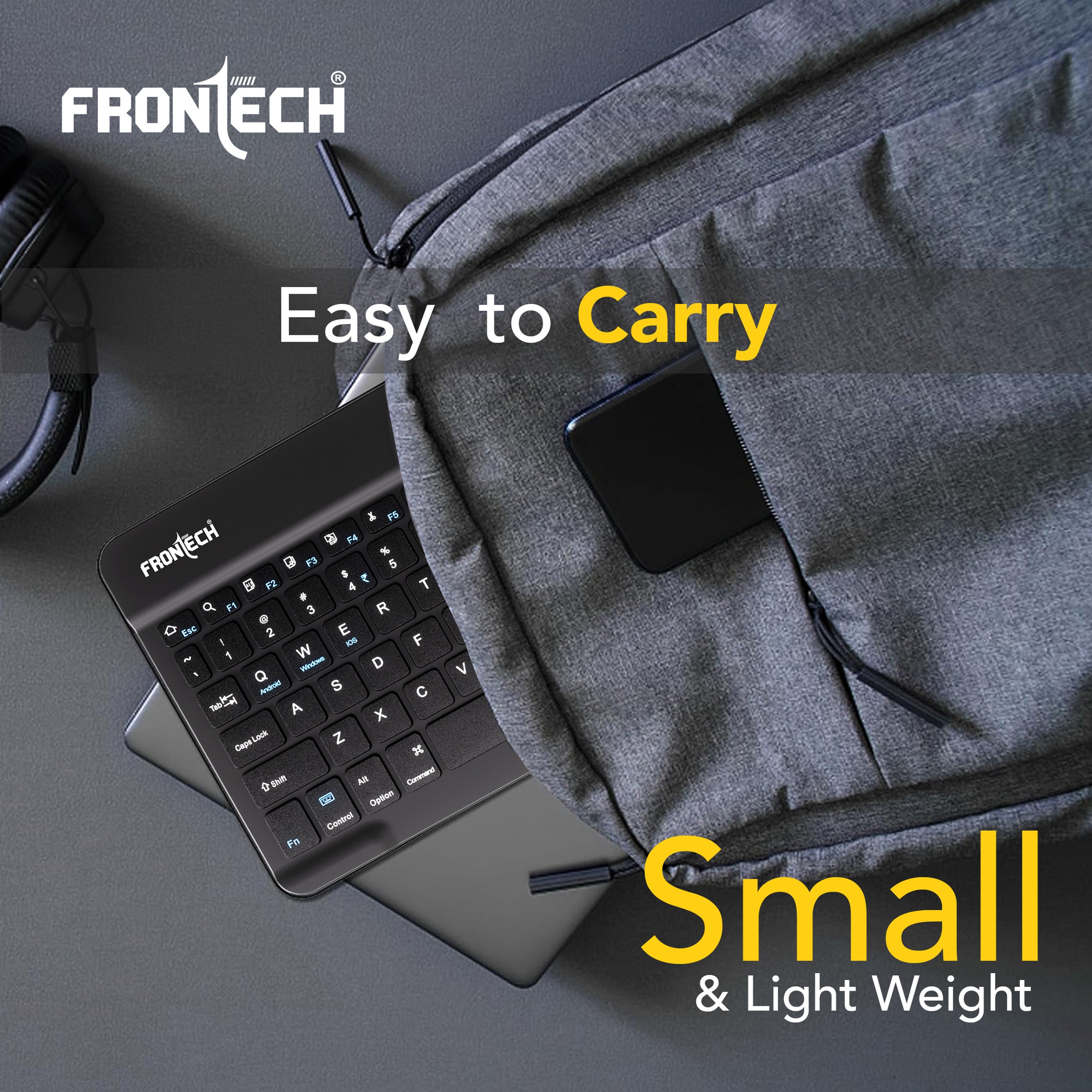 Frontech Ultra-Slim Wireless Mini Bluetooth Keyboard with 78 Keys, Rechargeable Battery, Compact Design for Windows/Mac/Android/iOS – Black (FT-1603A) Frontech Ultra-Slim Wireless Mini Bluetooth Keyboard with 78 Keys, Rechargeable Battery, Compact Design for Windows/Mac/Android/iOS – Black (FT-1603A)